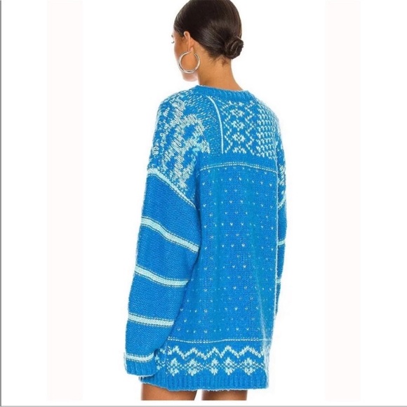 Revolve X Free People Snow Day Pullover Sweater in Frozen Lake Combo XL Dress - Picture 2 of 9